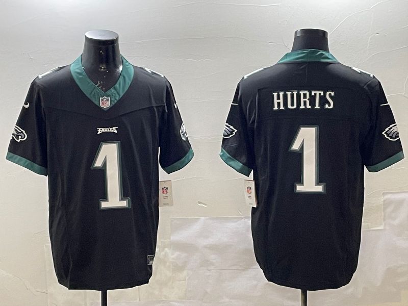 Men Philadelphia Eagles #1 Hurts Black Second generations 2025 Nike Vapor Limited NFL Jersey style 1->philadelphia eagles->NFL Jersey